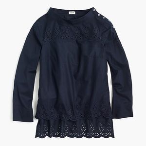 J. Crew Factory Eyelet Scalloped Long Sleeve Top!